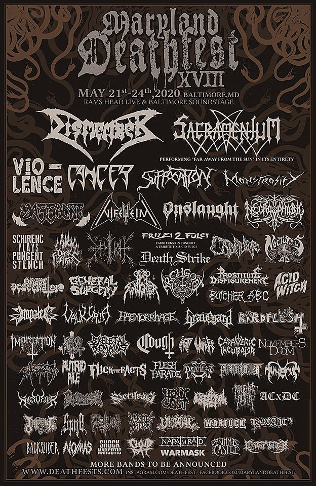 Maryland Deathfest 2020 adds bands (Nifelheim, Fuck The Facts, Cough, more)