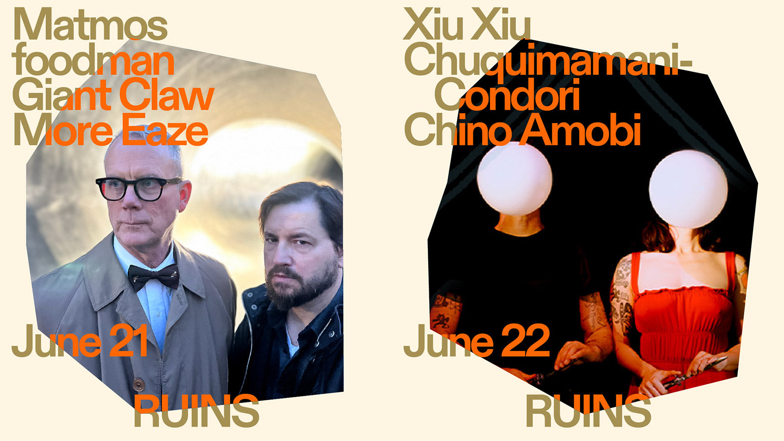 Matmos & Xiu Xiu add Ruins at Knockdown Center shows (on BV Presale now – password here)