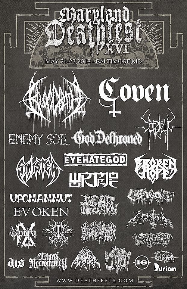 Maryland Deathfest 2018 initial lineup (Coven, Eyehategod, Bloodbath, more)