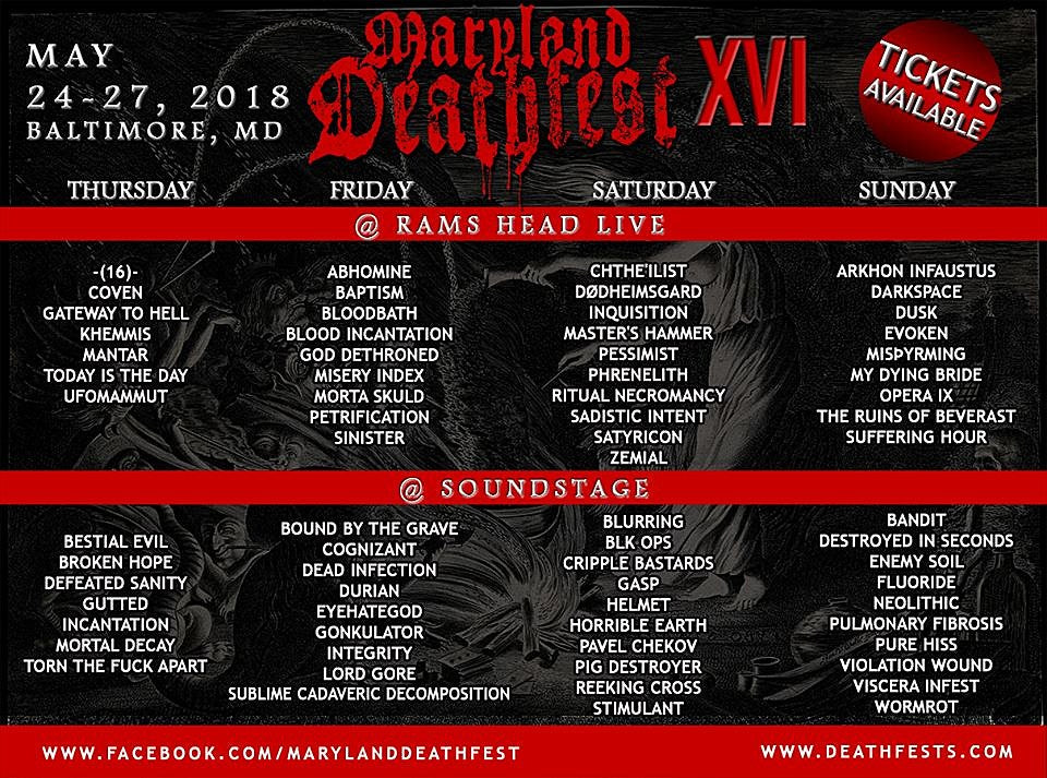 MDF 2018 additions & schedule (Satyricon, Incantation, Inquisition, more)