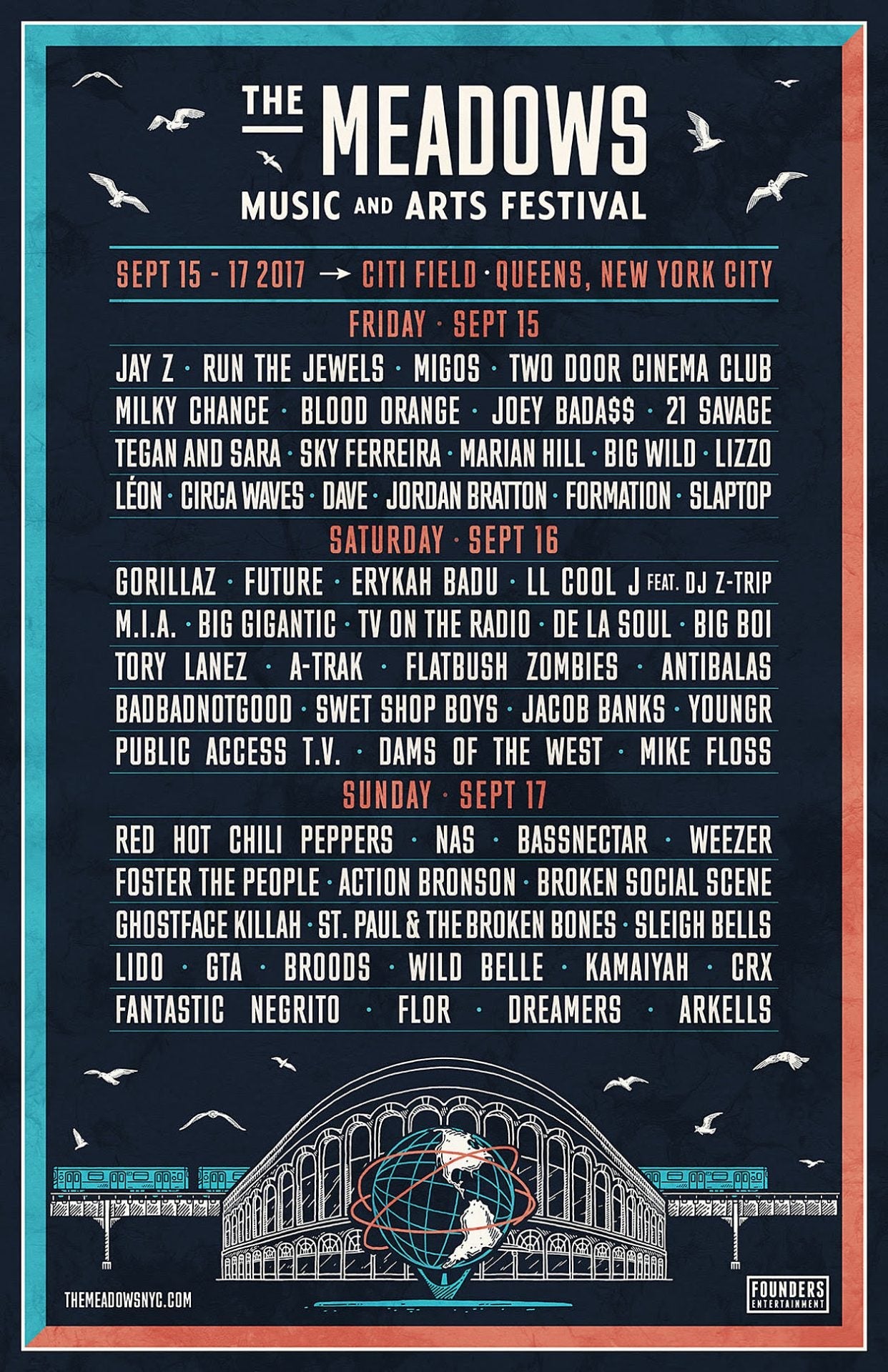 The Meadows 2017 set times (Gorillaz vs M.I.A., Weezer vs Nas)