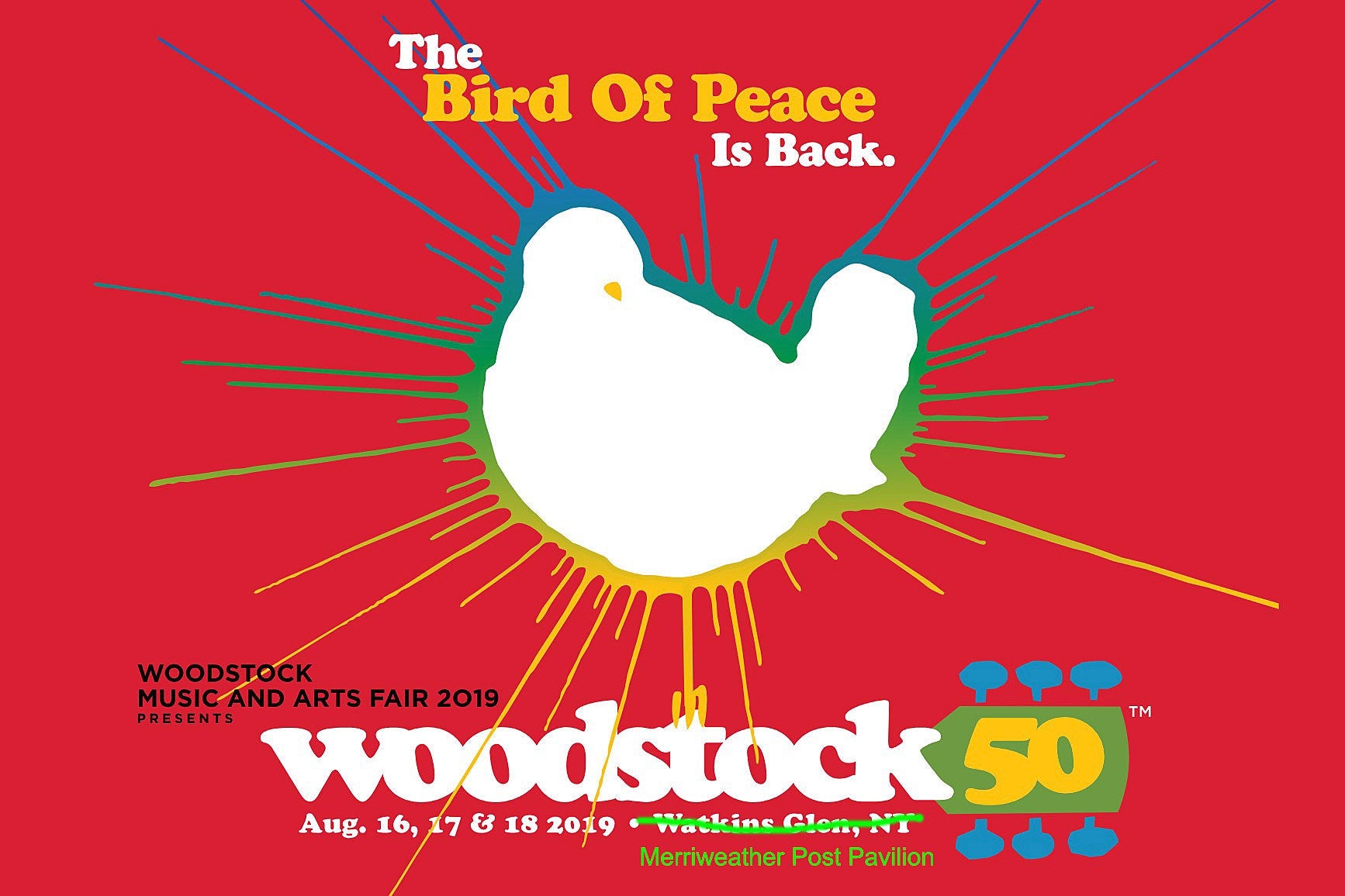 NY Times says “Woodstock 50 will now be at the Merriweather Post Pavilion”