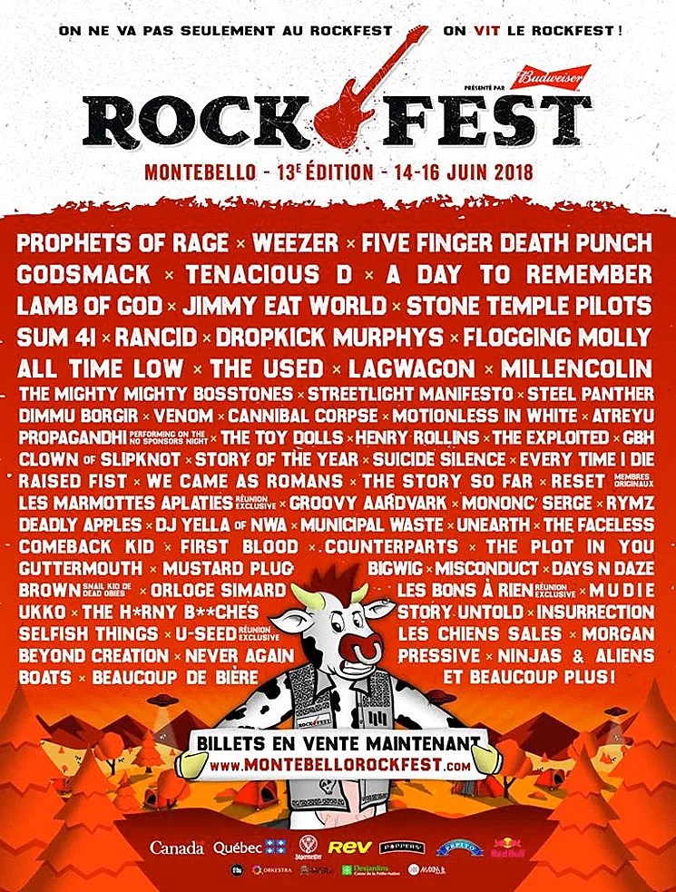 Montebello Rockfest 2018 lineup (Weezer, Prophets of Rage, Jimmy Eat World, Rancid, more)