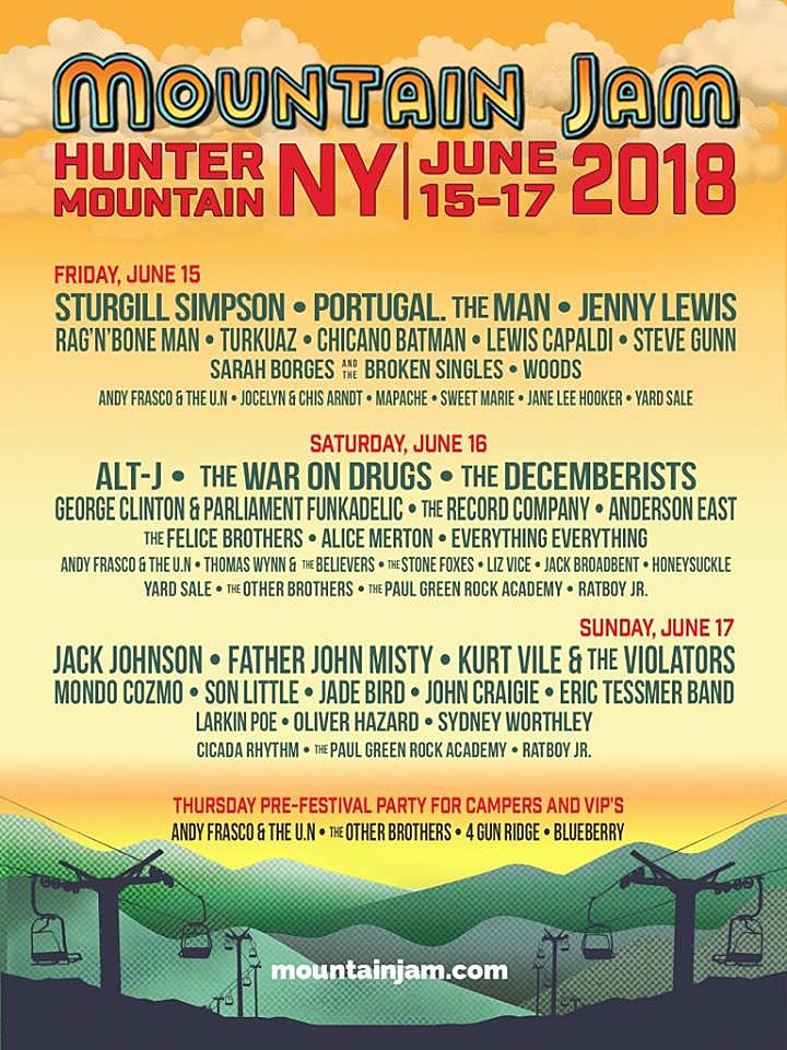 Mountain Jam 2018 daily lineups