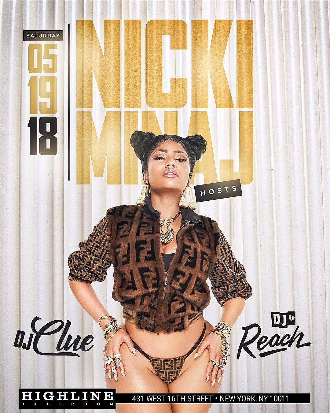 Nicki Minaj hosting party at Highline Ballroom (not Scores) after SNL