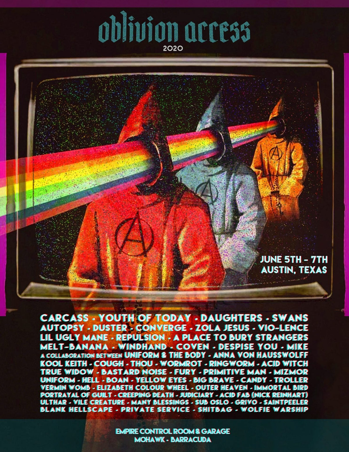 Oblivion Access full 2020 lineup: Carcass, Youth of Today, Converge, Duster, Daughters, more