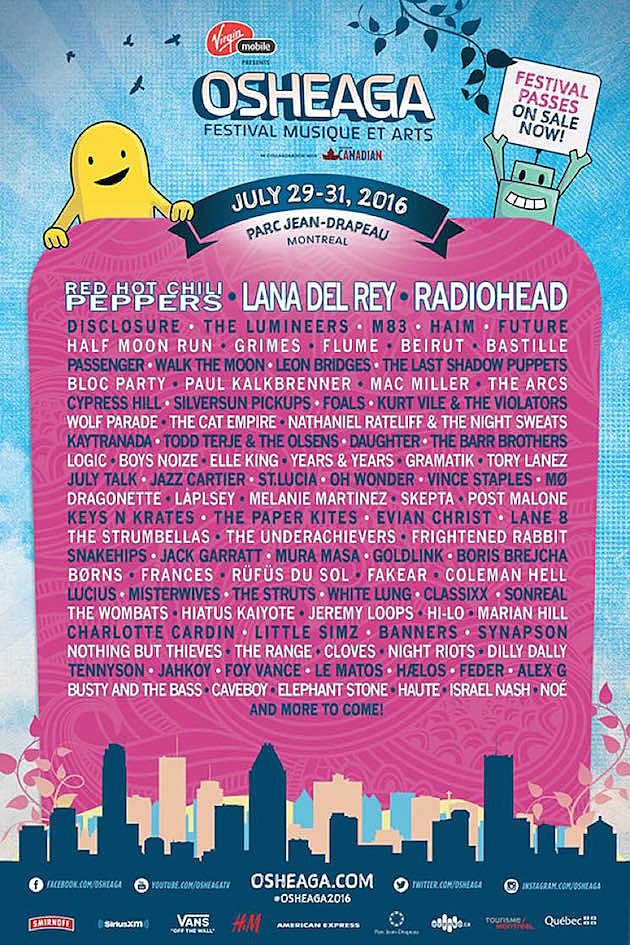Osheaga fest announces 2016 lineup