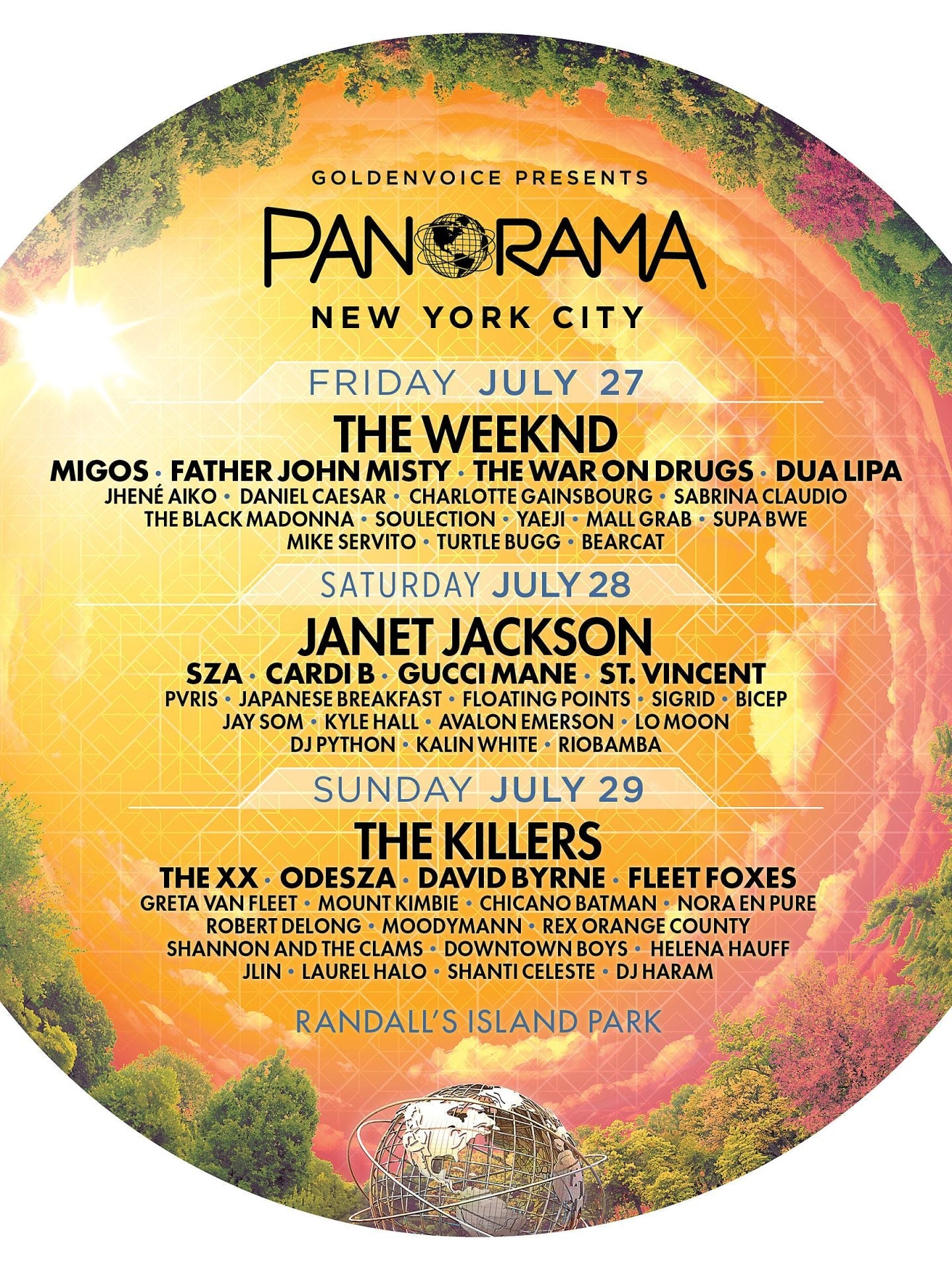 Panorama 2018 lineup (Janet Jackson, Weeknd, Killers, Migos, SZA, St Vincent, more)