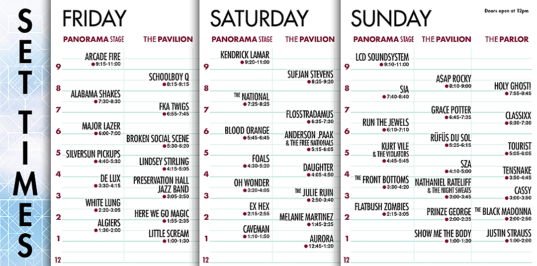 Panorama fest announces 2016 set times