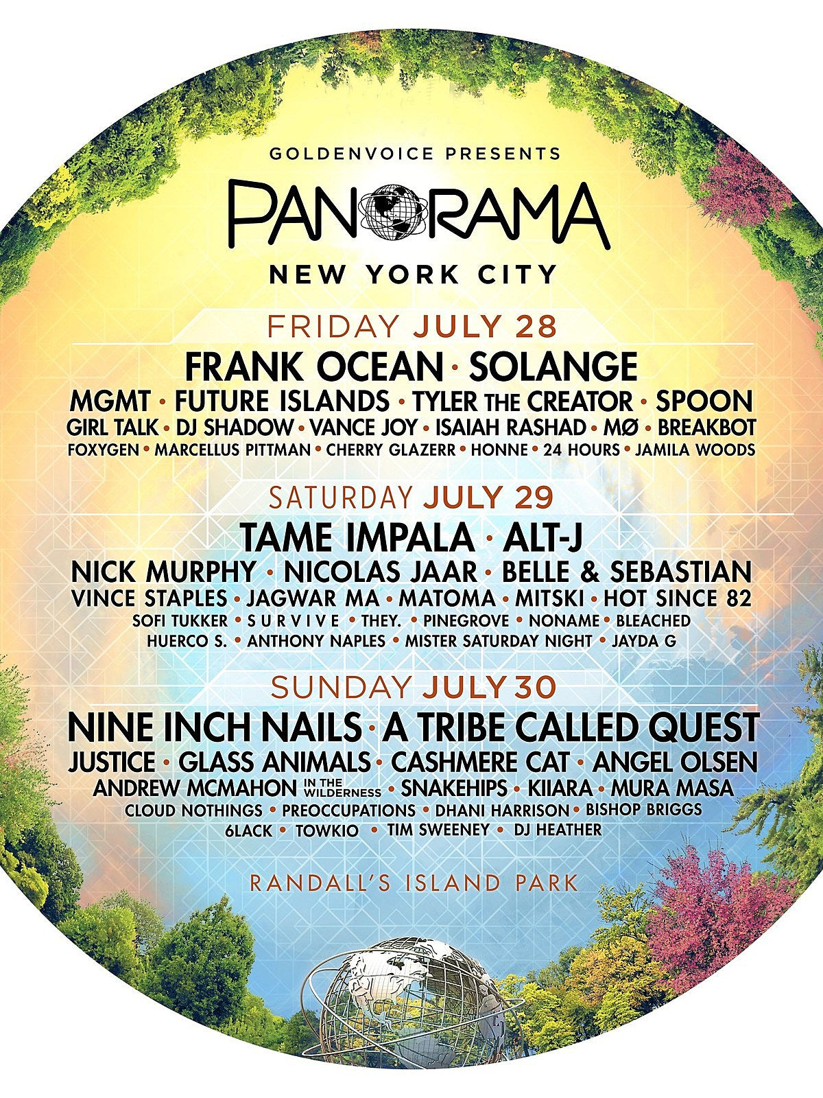 Panorama 2017 lineup (NIN, ATCQ, Frank Ocean, Solange, Tame Impala & more)