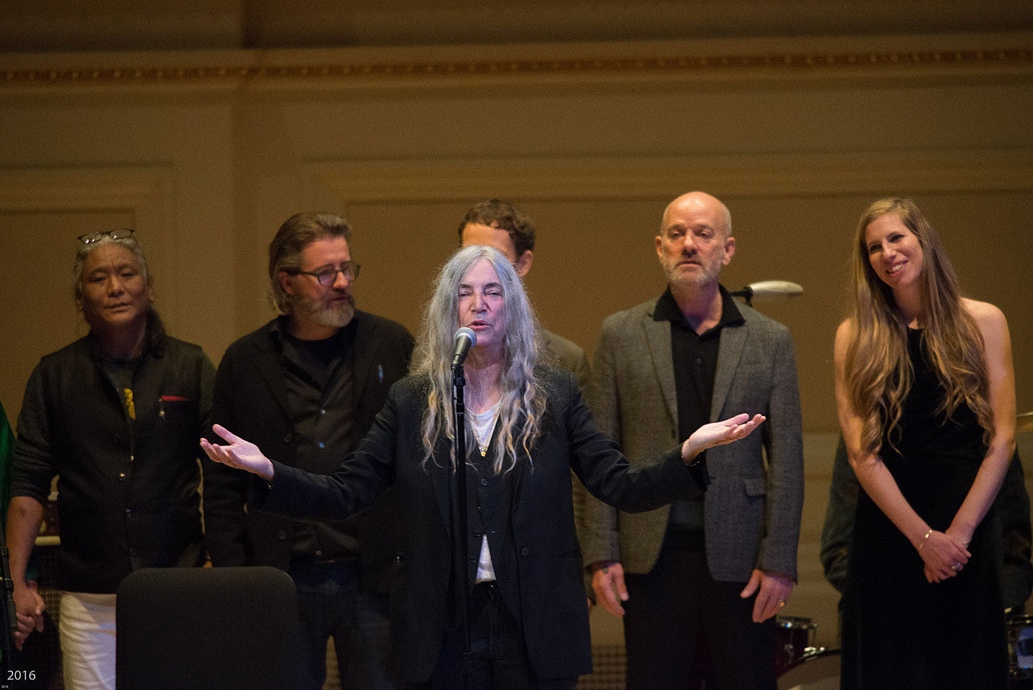 Patti Smith, Michael Stipe, Flea, Talib Kweli, Joan Baez, Cat Power & more played the Pathways to Paris benefit in NYC (pics, videos)