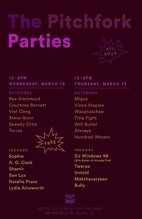 Pitchfork 2015 SXSW parties announced (Waxahatchee, Title Fight, Courtney Barnett, Viet Cong, Win & Will Butler, more)