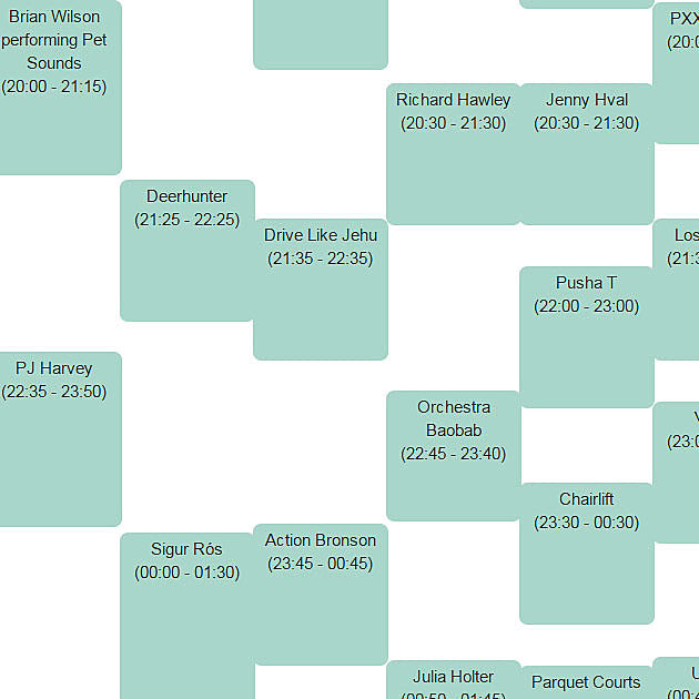 Primavera Sound set times (Brian Wilson into Drive Like Jehu into PJ Harvey into Sigur Ros = yes please)