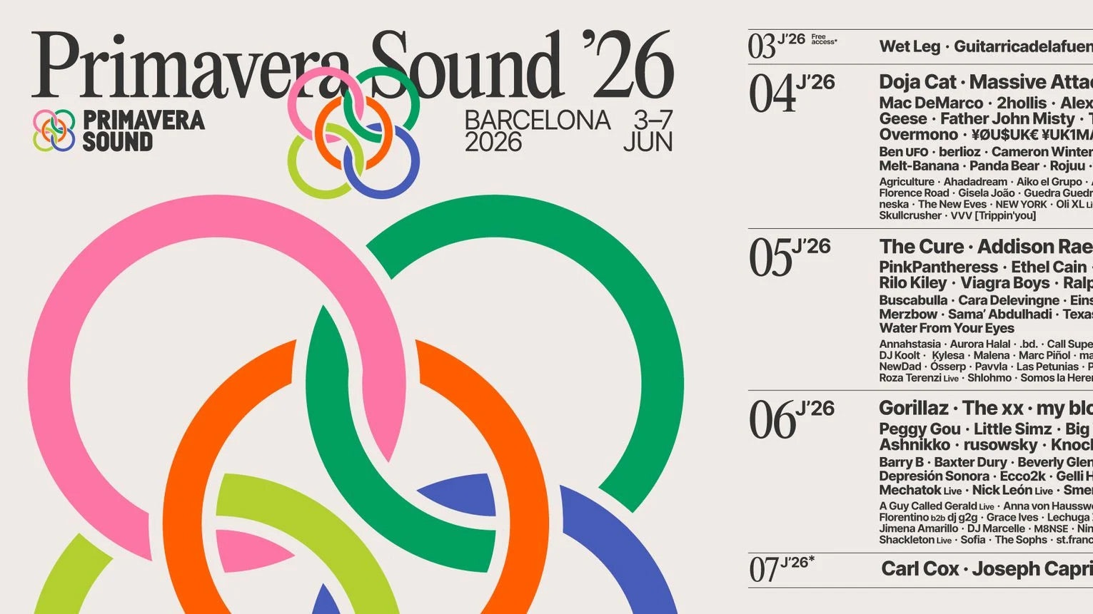 Primavera Sound Barcelona 2026 livestream schedule