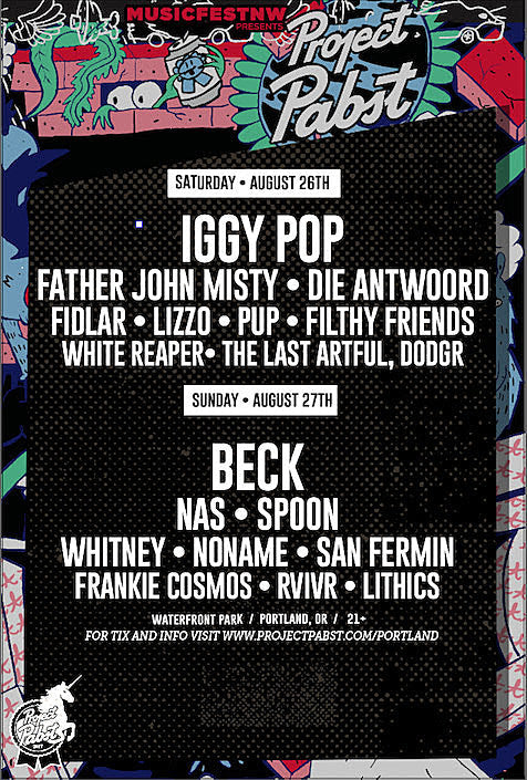 Project Pabst Portland 2017 lineup & tix: Iggy Pop, Father John Misty, Beck, Nas Spoon & more