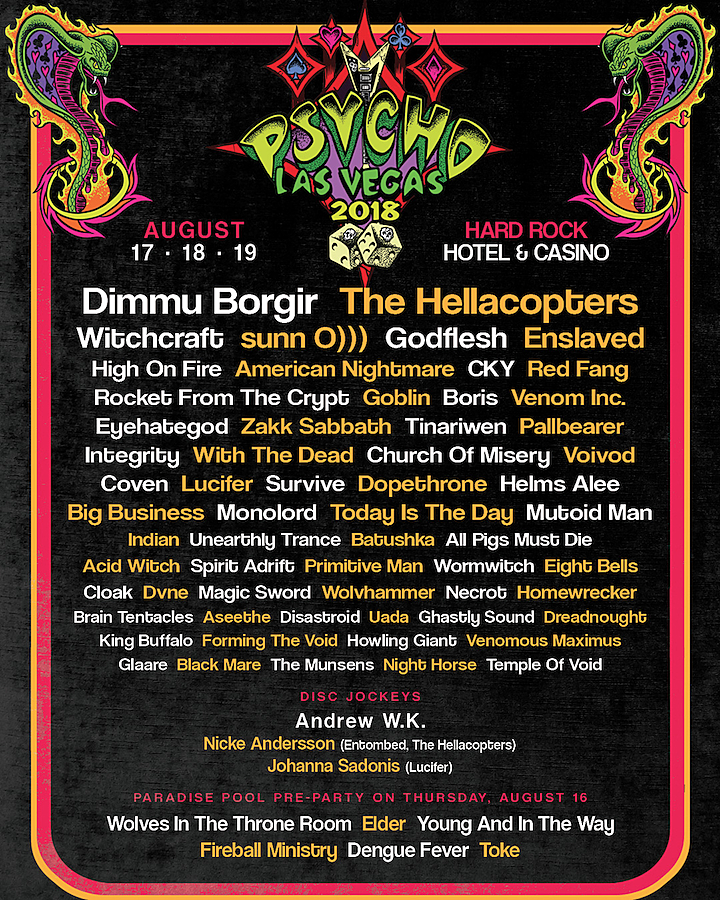 Psycho Las Vegas 2018 lineup (Godflesh, High on Fire, American Nightmare, Boris, MUCH more)
