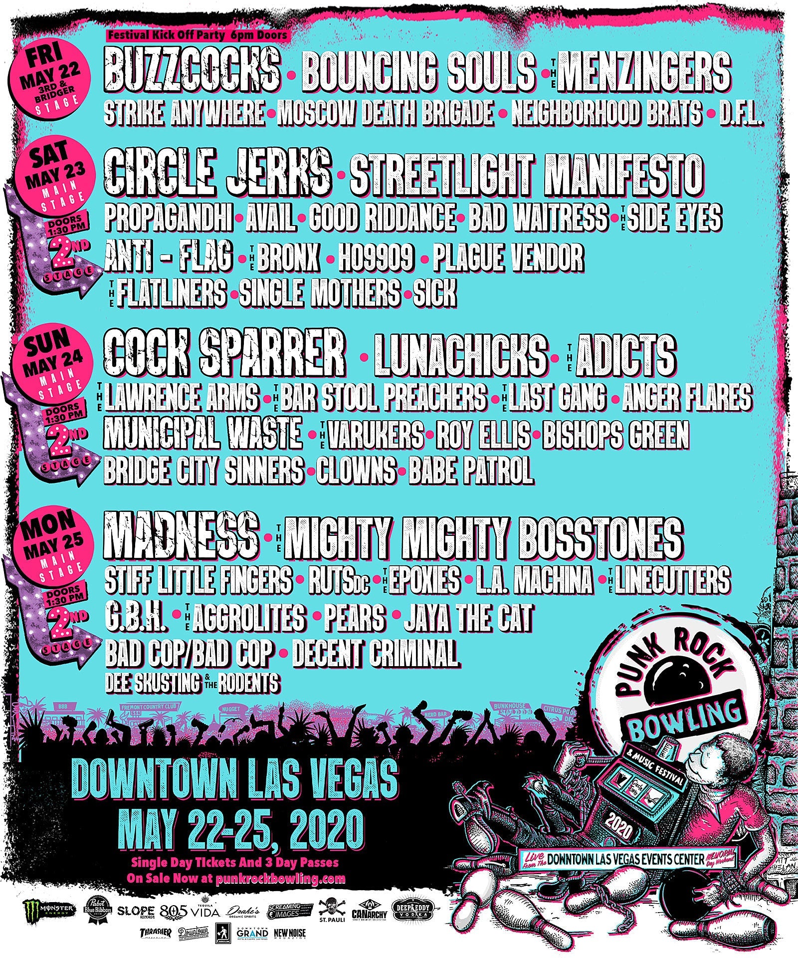 Punk Rock Bowling announces 2020 lineup by day and club shows
