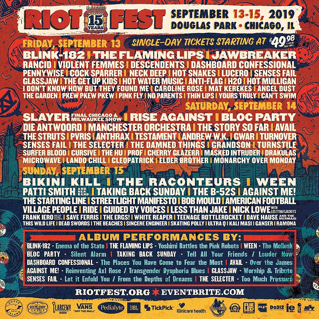 Riot Fest 2019 daily lineups revealed, 1-day & 2-day tickets on sale