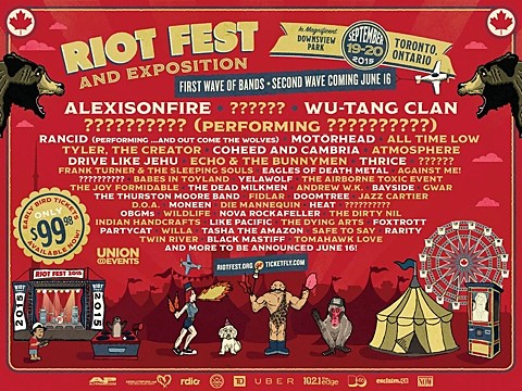 Riot Fest Toronto 2015 lineup: Wu-Tang, Rancid, Motorhead, Drive Like Jehu, Bunnymen, Gwar, Babes In Toyland, more