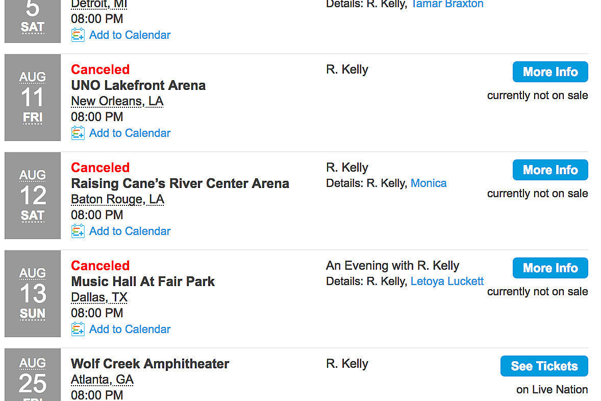 R. Kelly cancels tour dates after “abusive cult” allegations
