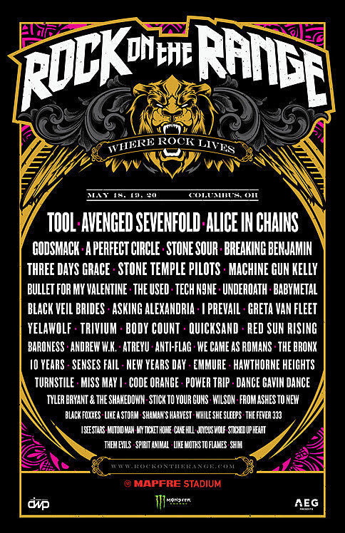 Rock on the Range 2018 lineup: Tool, Quicksand, Baroness, Power Trip, more