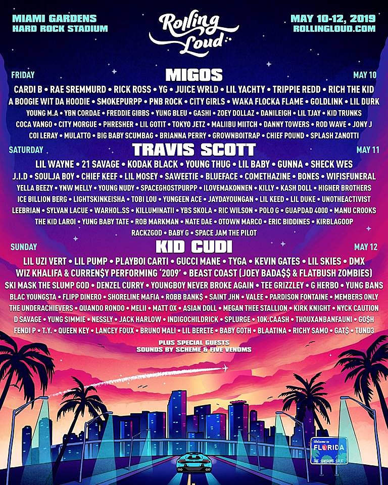 Rolling Loud Miami 2019 lineup (Migos, Travis Scott, Kid Cudi, Cardi B, more)