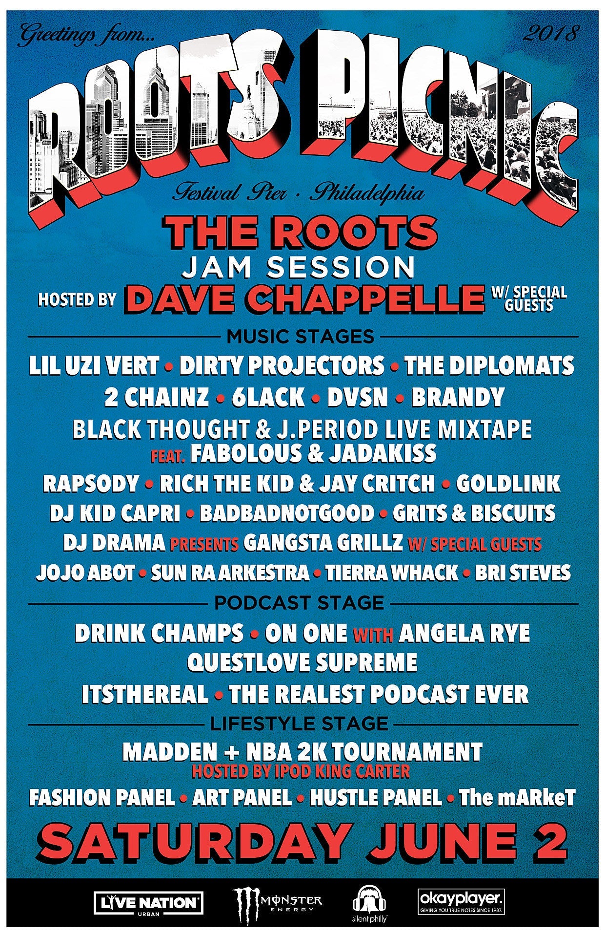 Roots Picnic 2018 lineup (Chappelle, Dirty Projectors, Dipset, Brandy, Rapsody, more)