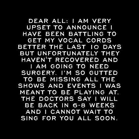 Sam Smith getting surgery, cancels more dates (Hangout Fest & Rock in Rio included); Lollapalooza may be safe