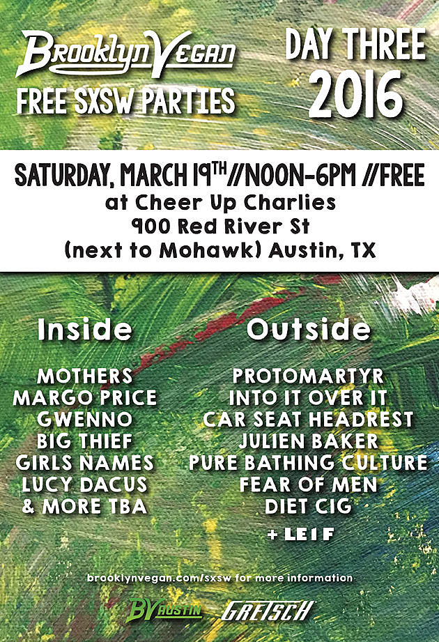 BrooklynVegan SXSW Sat Day Show lineup (Protomartyr, Into It Over It, Le1f, Julien Baker, Mothers, Margo Price & more)