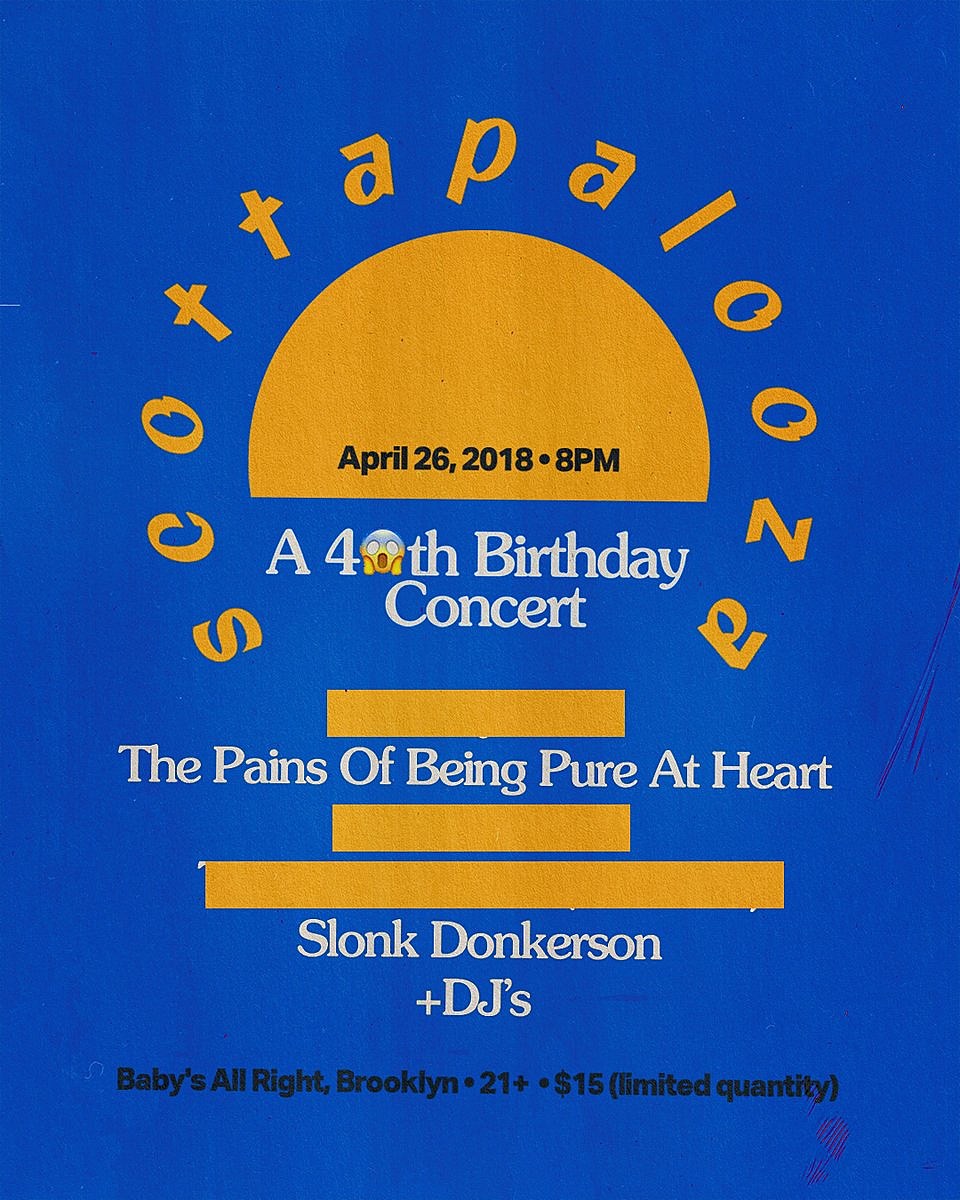 Pains of Being Pure at Heart & Secret Guests playing “Scottapalooza” @ Baby’s