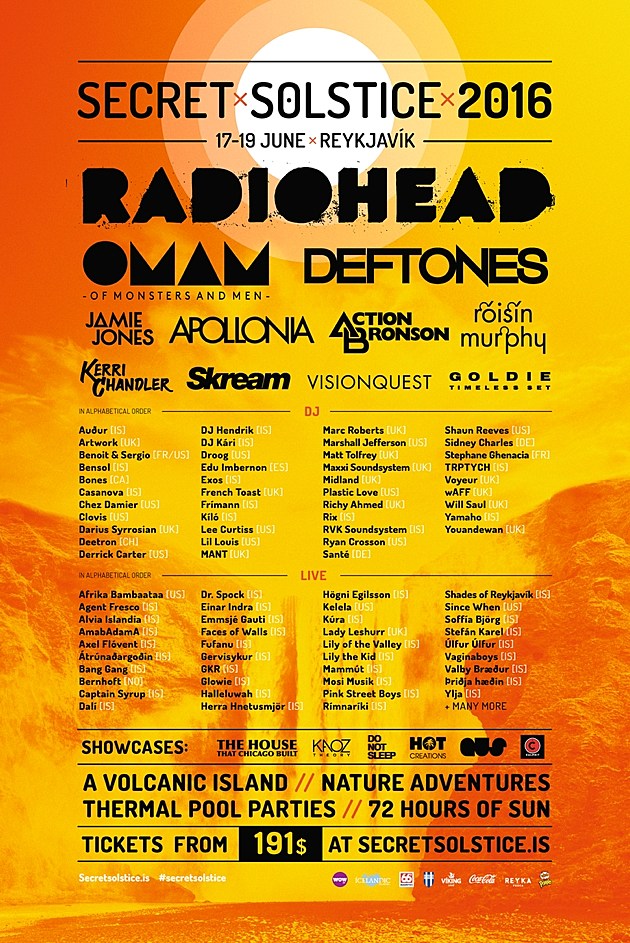 Radiohead, Deftones, Roisin Murphy, Action Bronson, Skream, Goldie & more playing Iceland’s Secret Solstice fest (lineup)