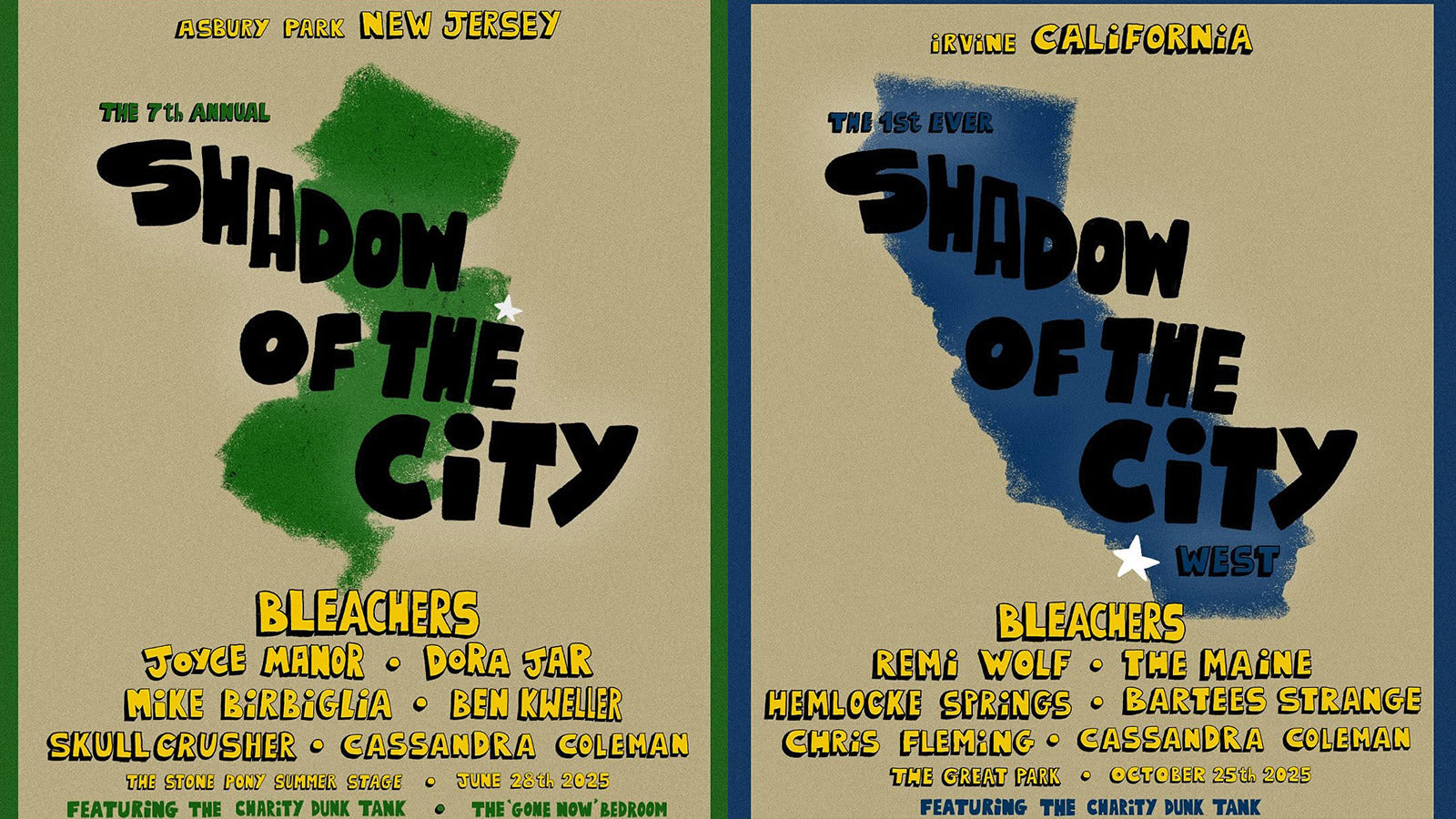 Shadow of the City announces 2025 lineups in NJ & CA (Bleachers, Joyce Manor, Bartees Strange, more)