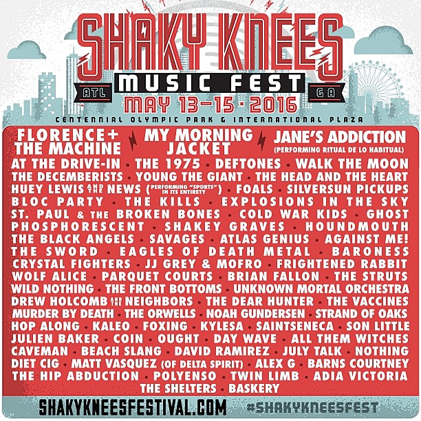 Shaky Knees 2016 lineup (Florence, MMJ, Jane’s Addiction, At the Drive In, Deftones, Huey Lewis, Baroness & more)