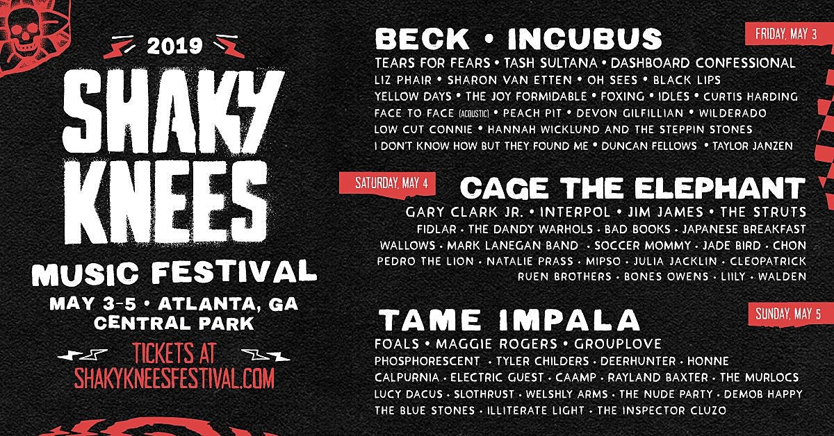 Shaky Knees 2019 daily lineups