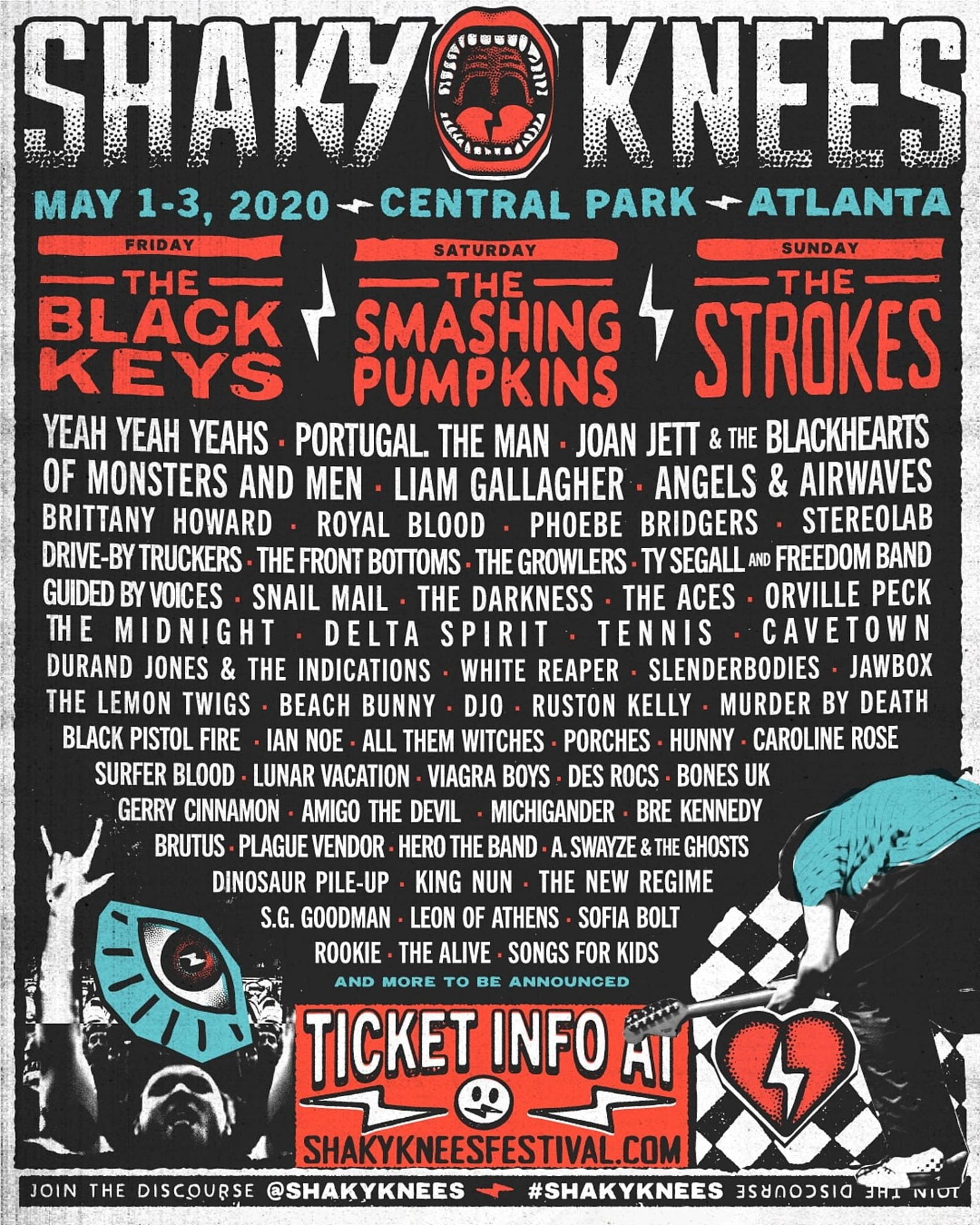 Shaky Knees 2020 lineup: Pumpkins, Strokes, Black Keys, YYYs, Stereolab, Jawbox, more