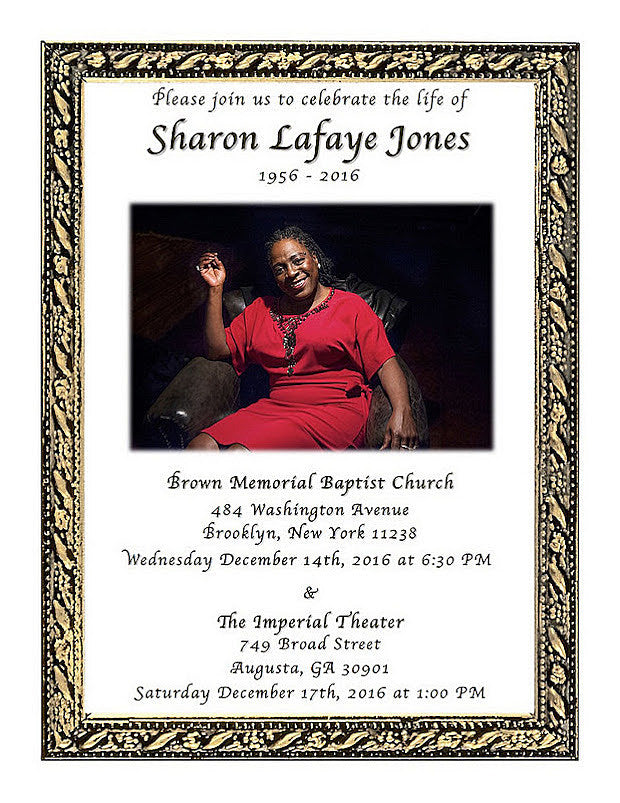 Sharon Jones memorials happening in Brooklyn and Georgia next week