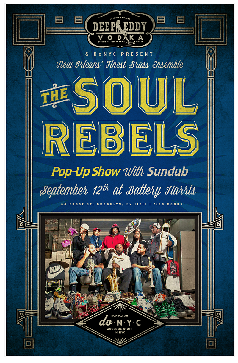 The Soul Rebels playing shows, including a pop-up in Brooklyn