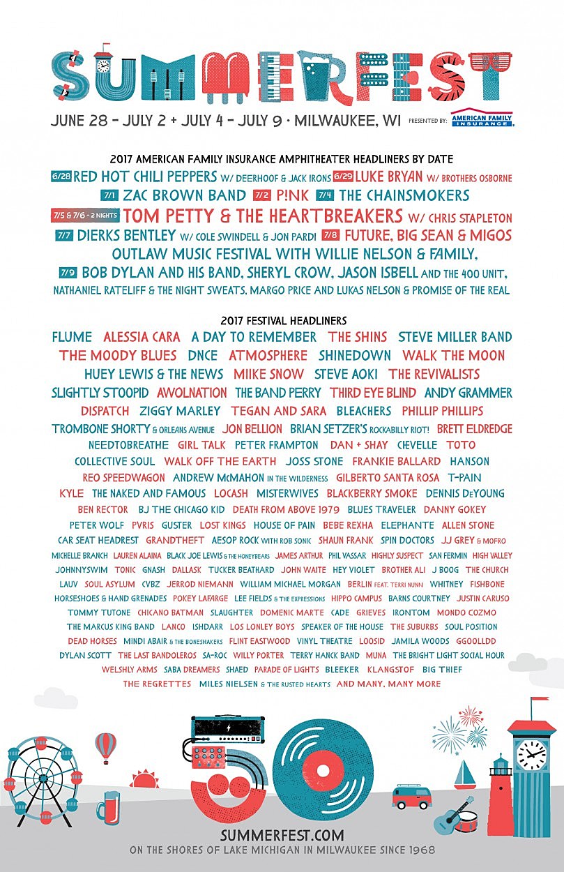 Summerfest 2017 lineup (Future, Bob Dylan, Shins, DFA1979, Tegan & Sara, more)