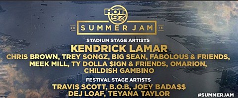Kendrick Lamar, Big Sean, Joey Bada$$, Travi$ Scott, Meek Mill, Ty Dolla $ign & more playing Hot 97 Summer Jam 2015