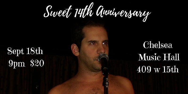 Seth Herzog celebrating SWEET’s 14th anniversary w/ Michael Ian Black, David Cross & Phoebe Robinson