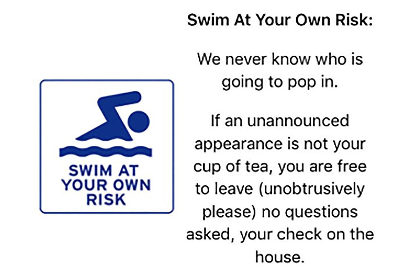 “Swim at your own risk” at Comedy Cellar (where Louis C.K. performed again)