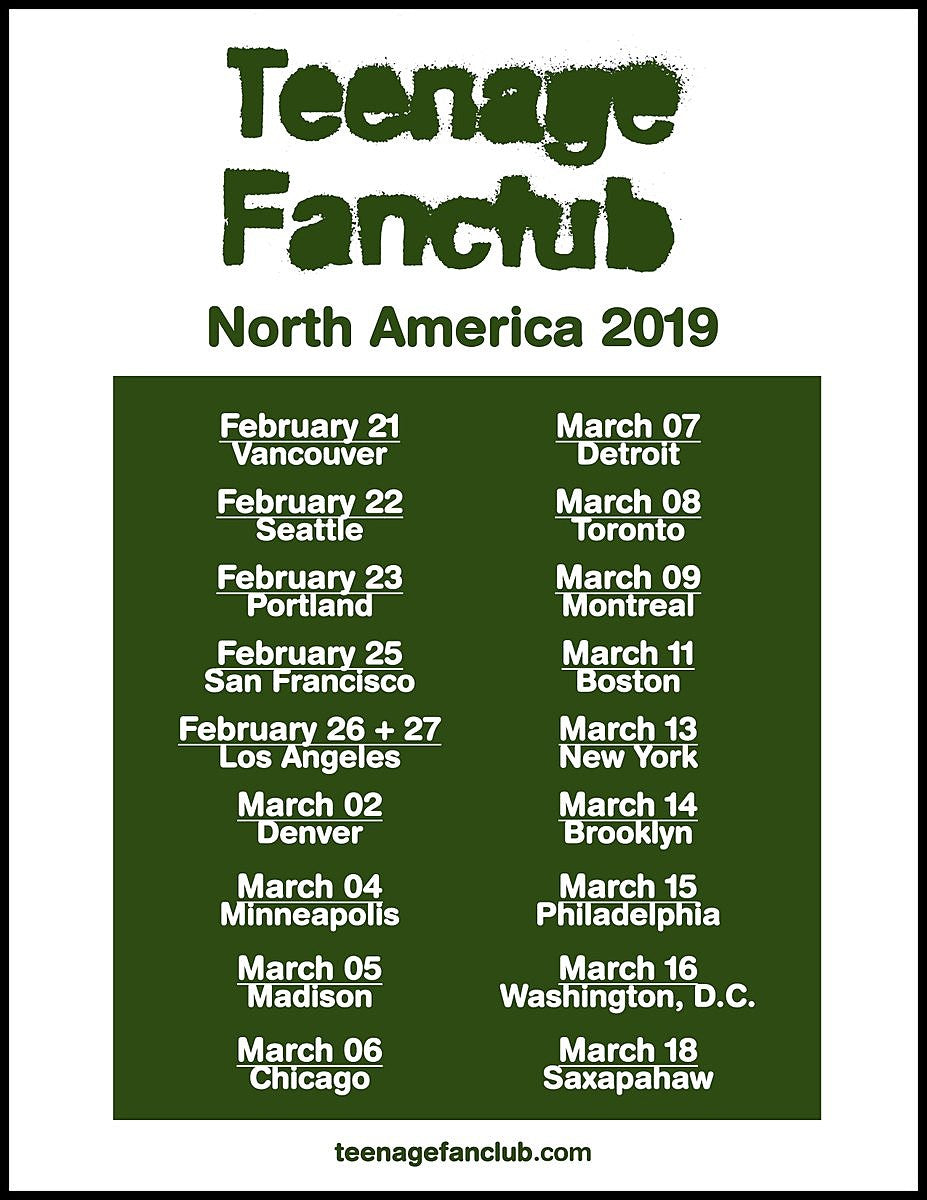 Teenage Fanclub announce 2019 North American tour
