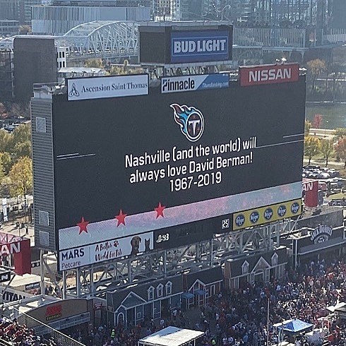 Nashville’s Tennessee Titans paid tribute to David Berman at Sunday’s game