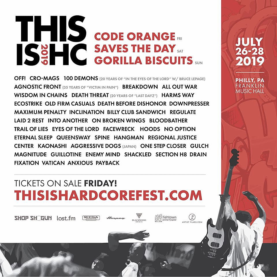 This Is Hardcore 2019 lineup (Gorilla Biscuits, Saves the Day, Code Orange, OFF!, more)
