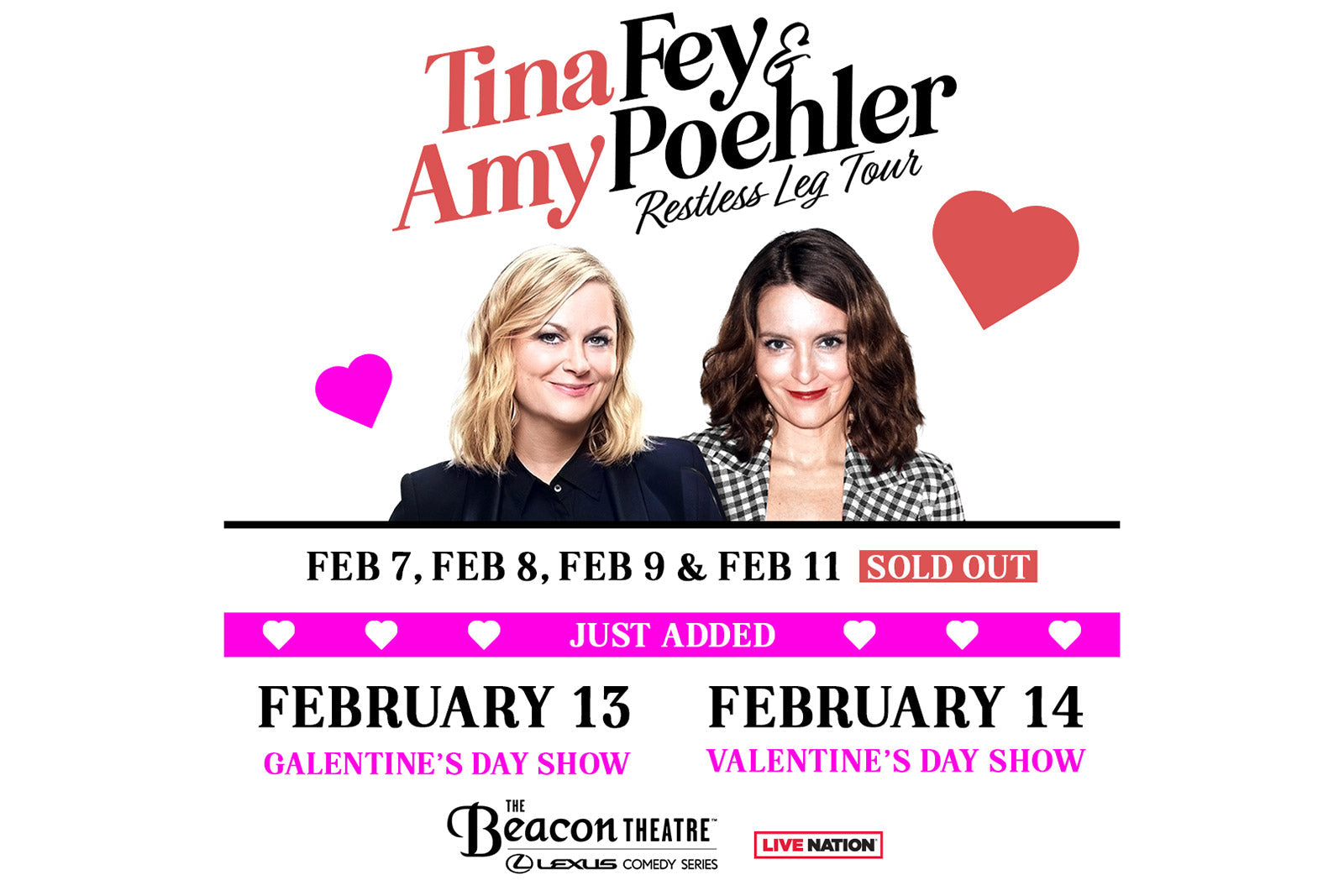 Tina Fey & Amy Poehler @ Beacon Theatre: new dates on BrooklynVegan Presale (password here)