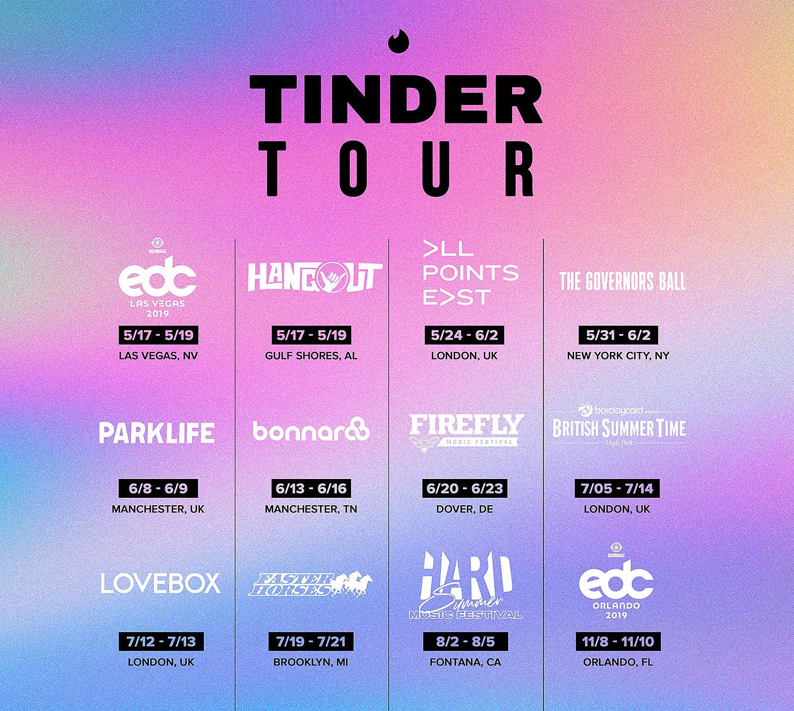 Tinder now helps you match with fellow music festival attendees