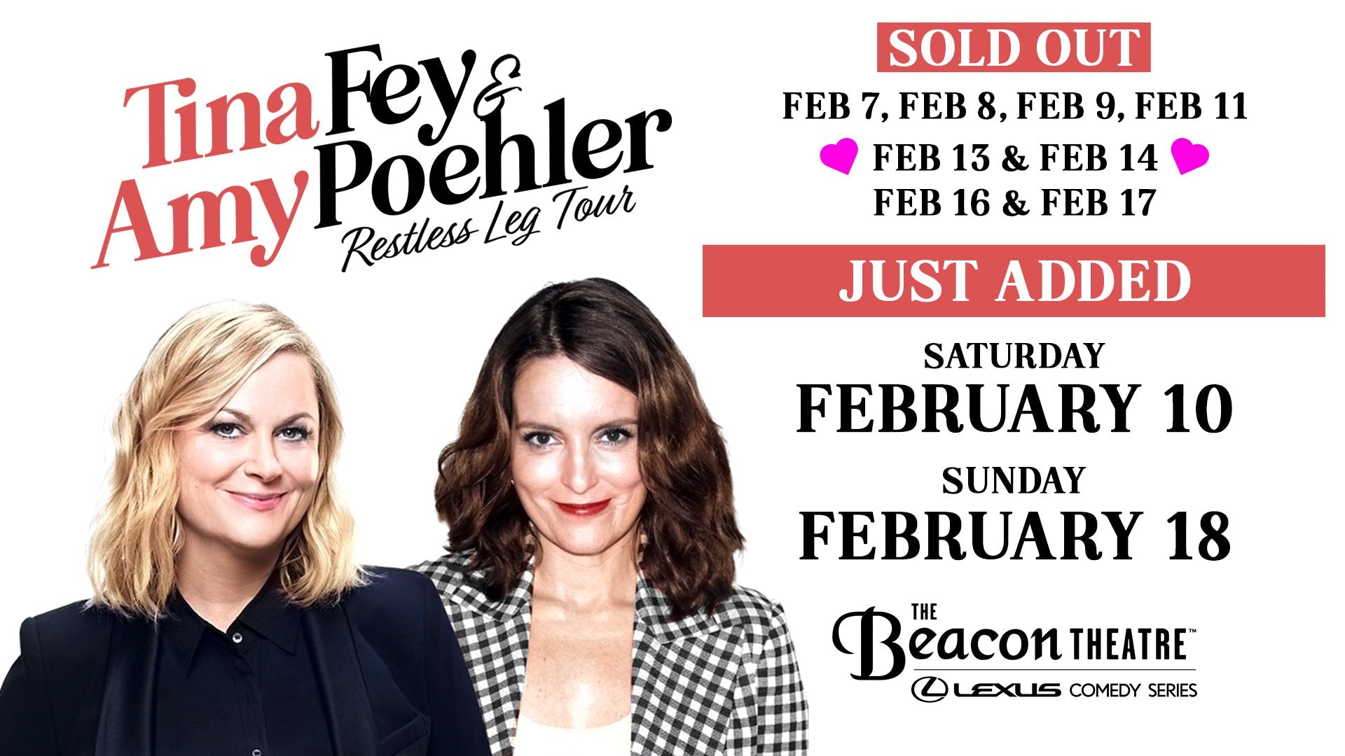 Tina Fey & Amy Poehler add 2 more Beacon Theatre shows to 2024 “Restless Leg Tour”