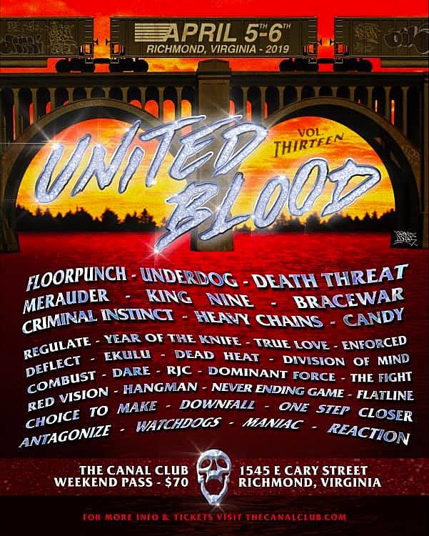 United Blood 2019 lineup (Floorpunch, Underdog, Death Threat, Candy, more)