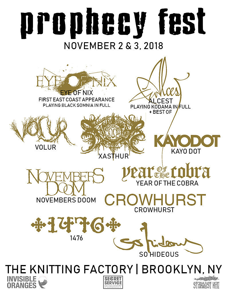Prophecy Fest coming to NYC w/ Alcest, Kayo Dot, Xasthur & more (lineup)
