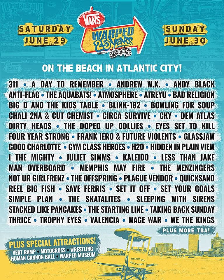 Warped Tour 2019 lineup (Jawbreaker, blink-182, Bad Religion, Quicksand, Glassjaw, Offspring, more)